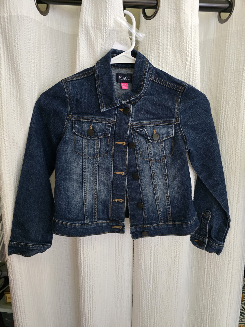 The Children's Place Dark Blue Denim Jacket for Kids Size 7/8